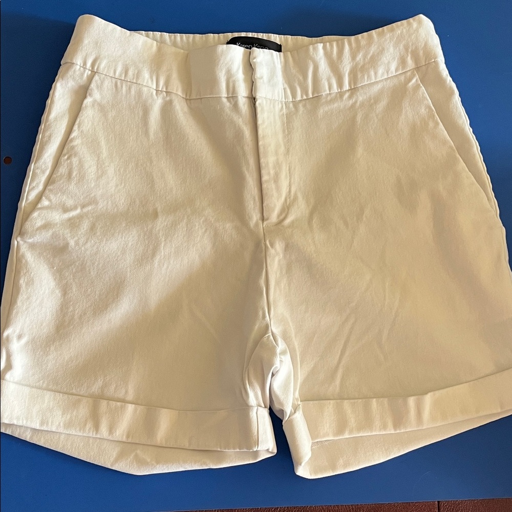 White stretchy shorts by Karen Kane